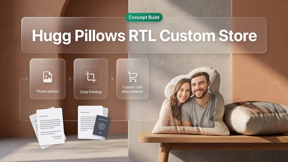 Shopify Photo Pillow Designer: RTL Hebrew Custom Build